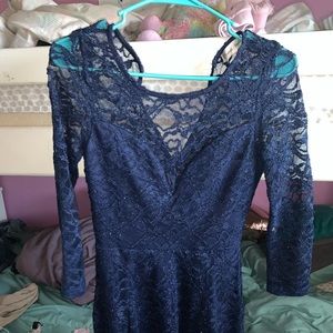 size small 3/4 sleeved navy blue laced dress